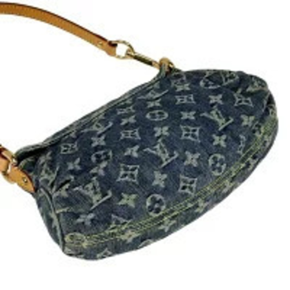 Louis Vuitton Monogram Pleaty Blue Hobo Bag Handbag Denim